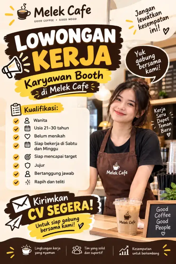 Di butuhkan karyawan yang mau cape