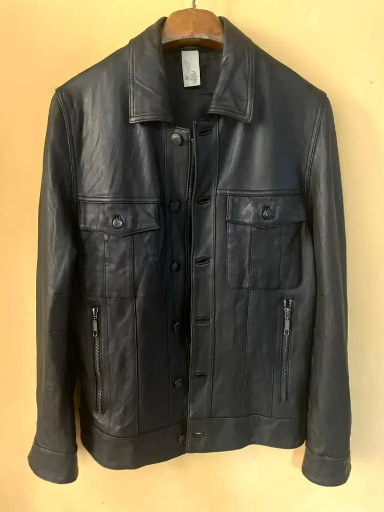 jaket trucker  kulit domba