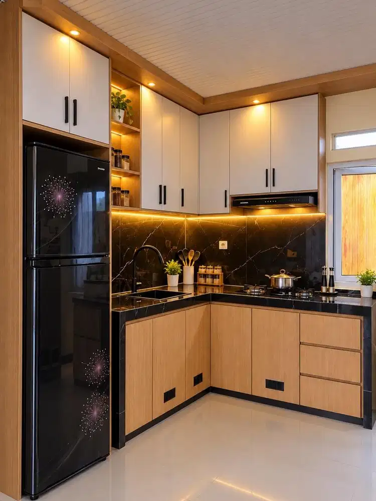 interior desain kitchen set kamar set wardrobe lemari backdrop tv