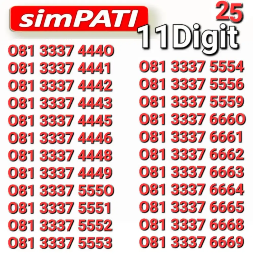 Nomor simpati 11digit 555x _ 666x