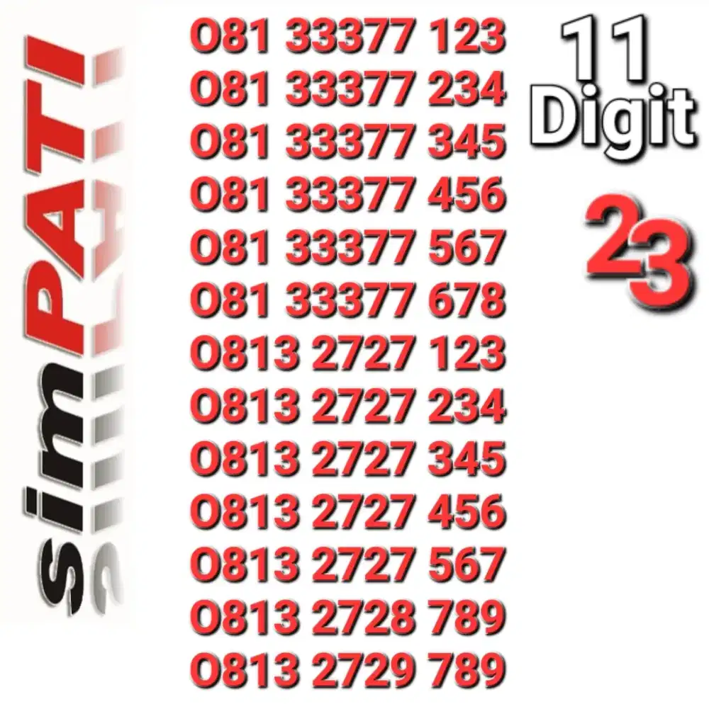 Nomor simpati 11digit 7OO-8OO-789