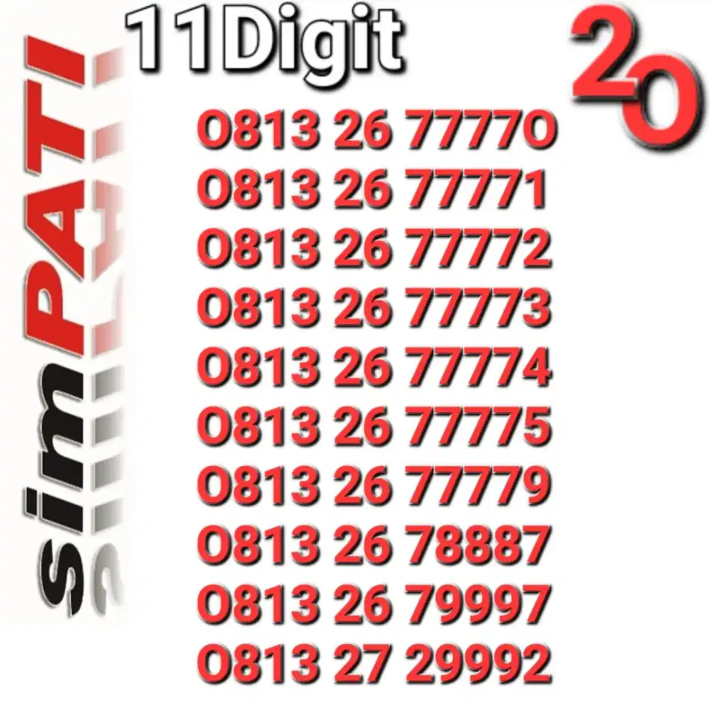 Nomor simpati 11digit 7777x
