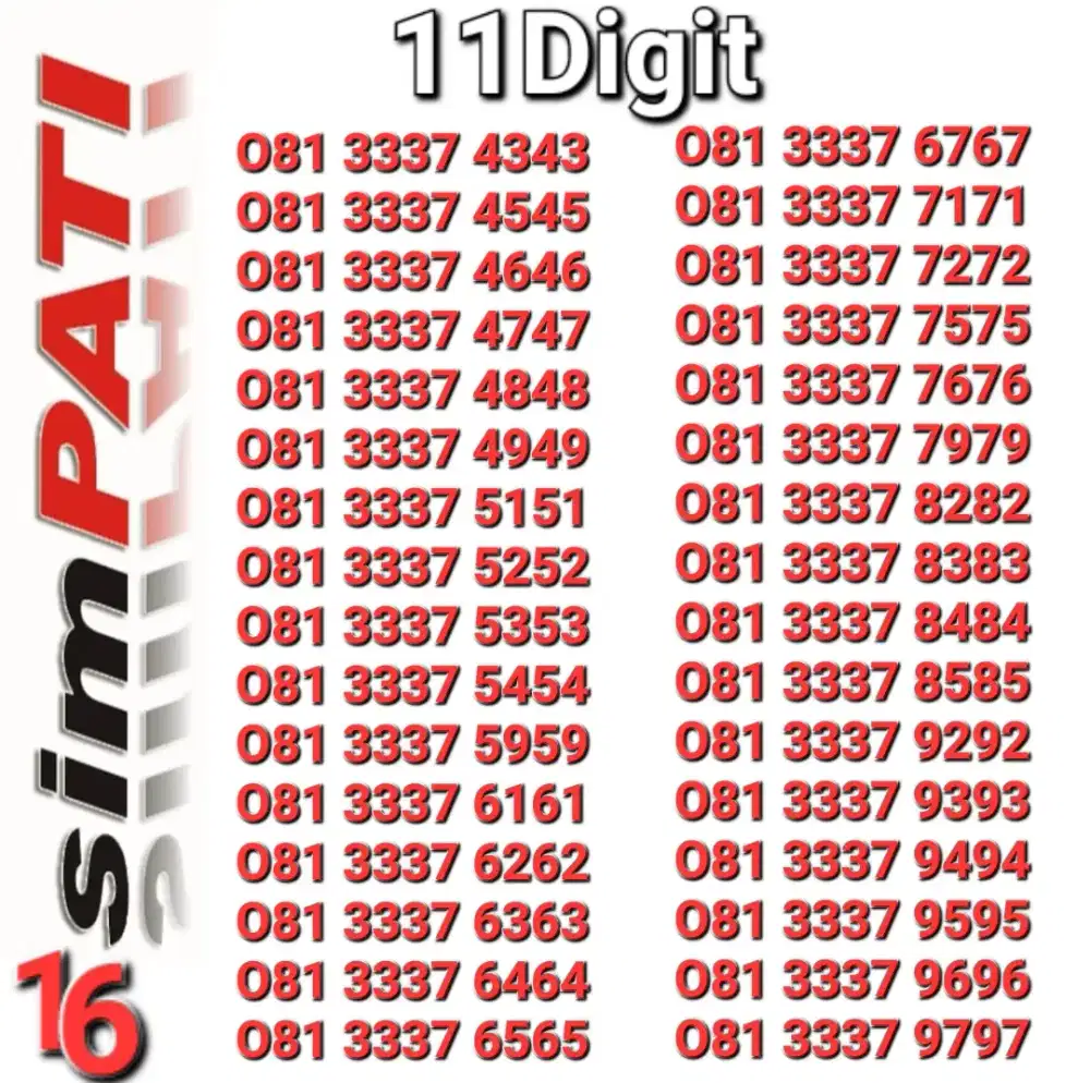 Nomor simpati 11digit abab_aabb