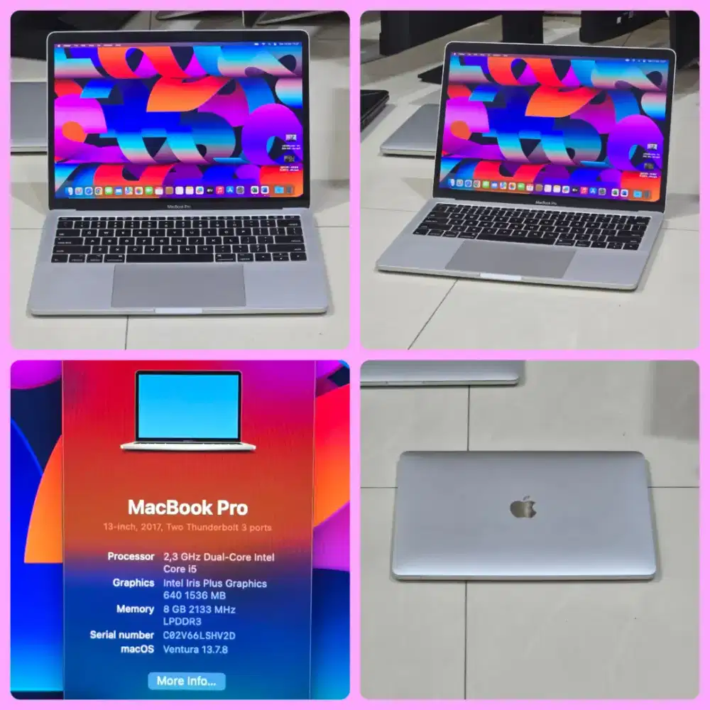 Apple MacBook pro retina 2017 intel core i5 ram 8gb 256GB sehat
