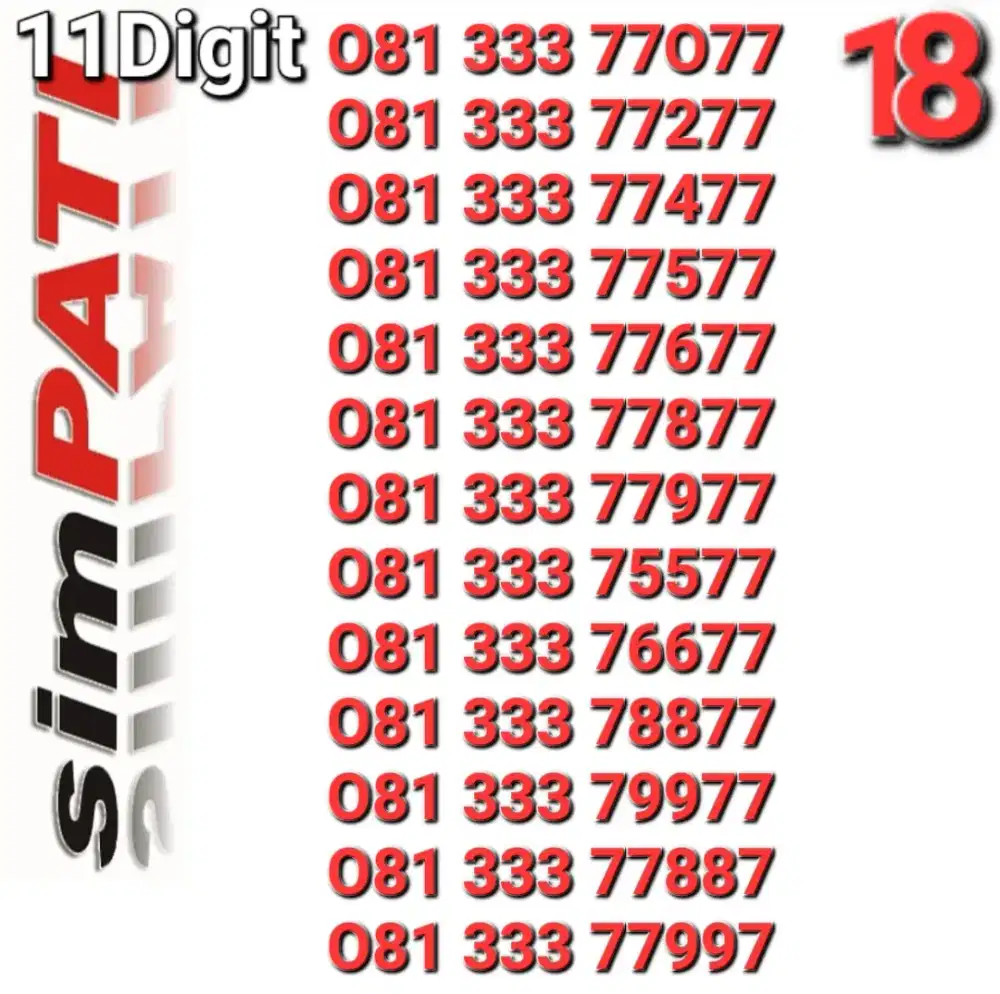 Nomor simpati 11digit 77x77 _ 999x
