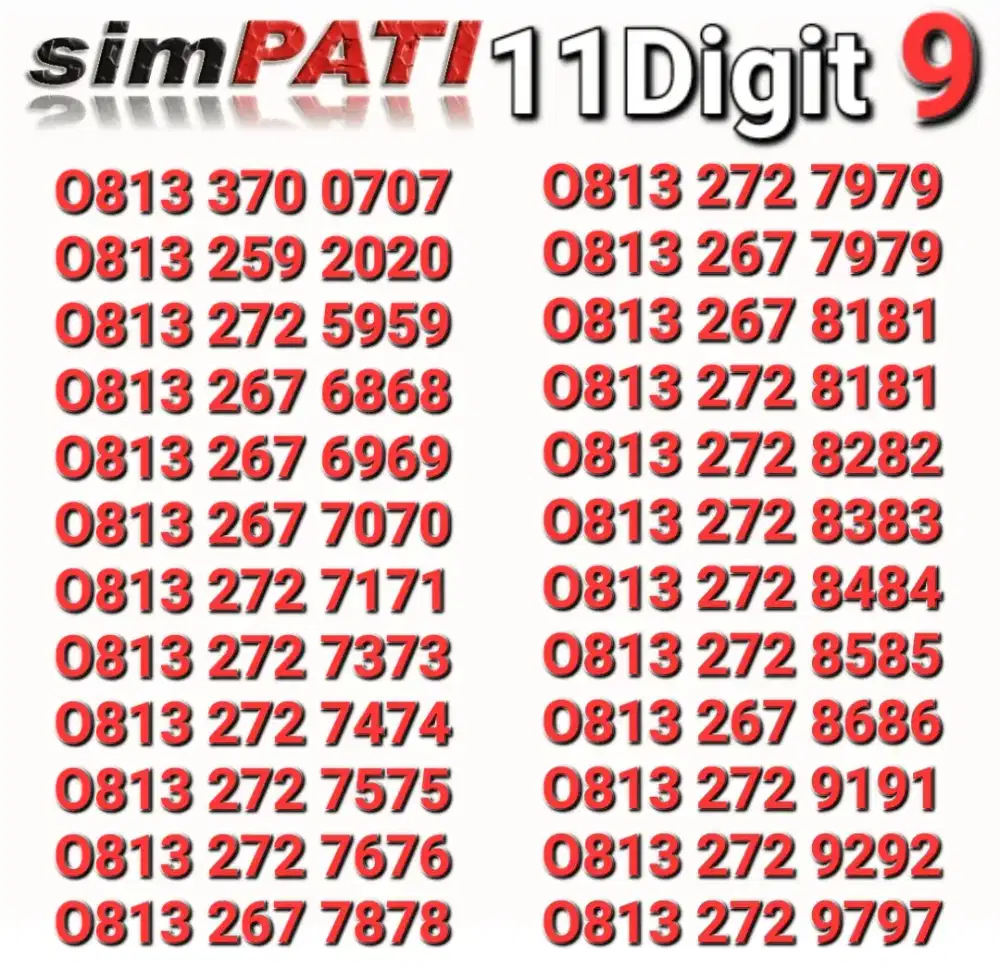 Nomor simpati 11digit type abab