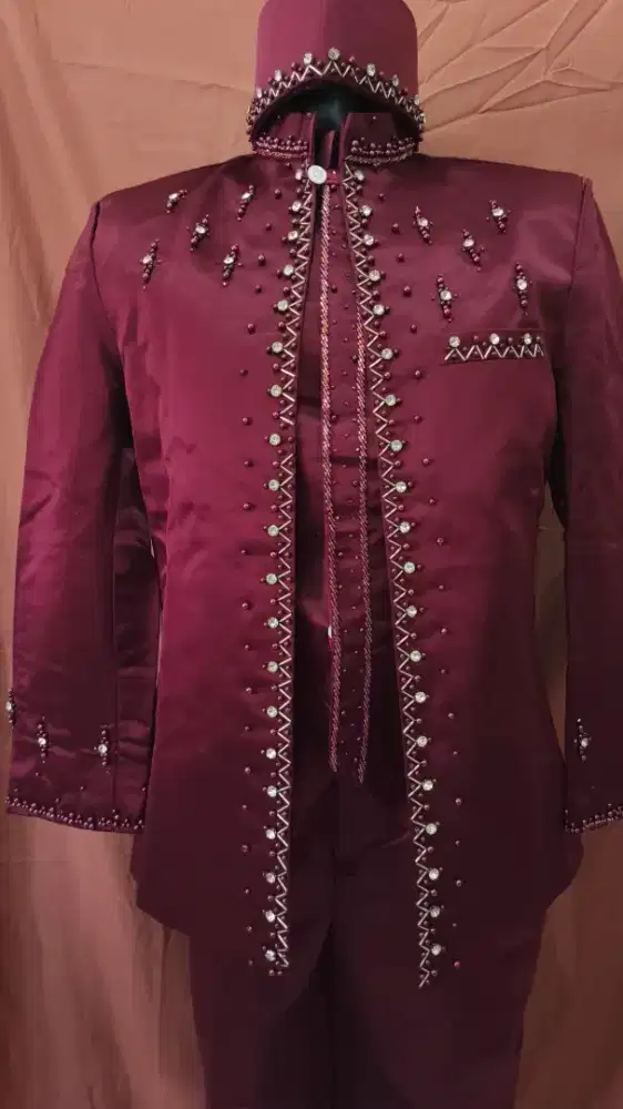 Jas/Beskap Pria Full Payet Maroon