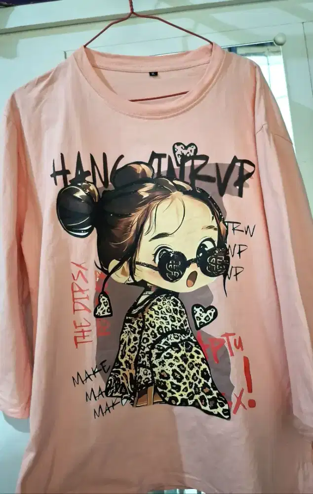 Kaos Wanita XL lengan 7/8 Korean Style Cotton