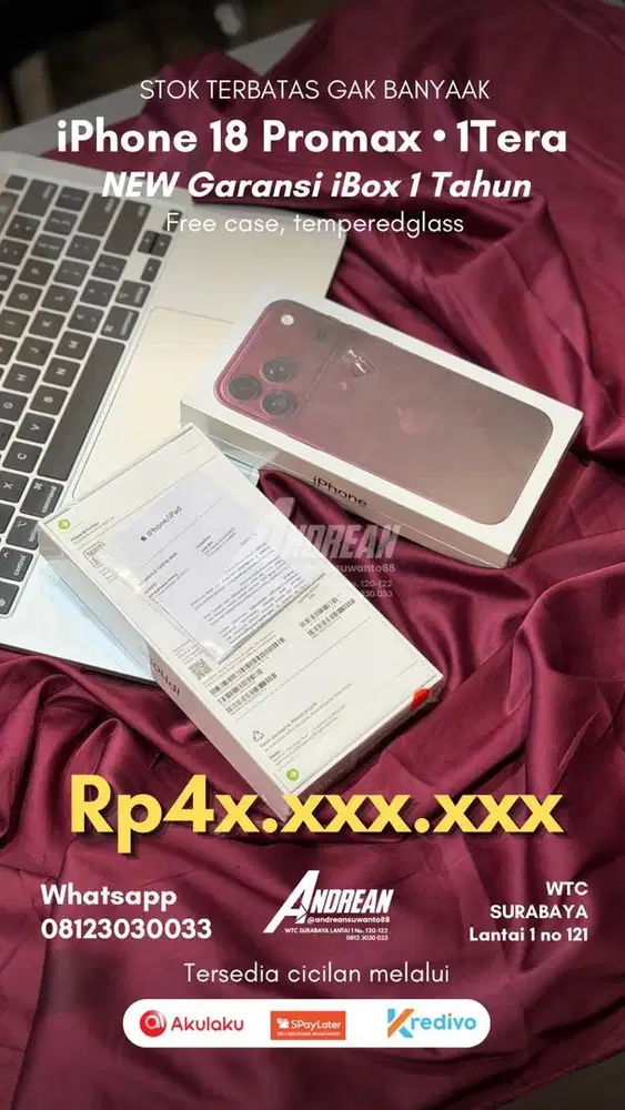 New Iphone 18 Promax 1Tb Ibox Burgundy