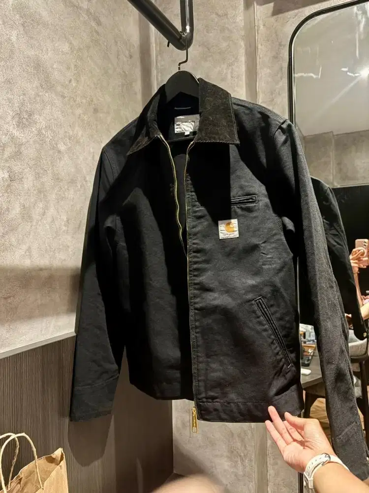 Carhartt WIP Detroit Jacket Black Rinsed Size S Original Brand New