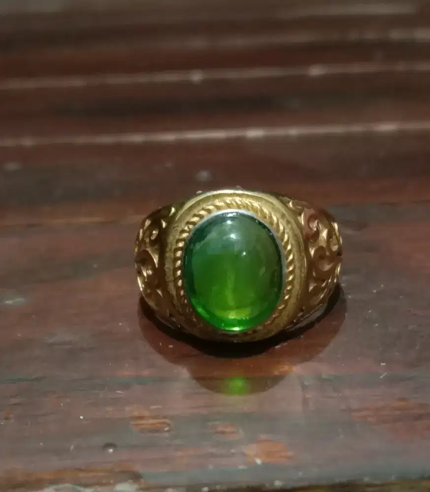 Cincin Batu Giok Burma Ring Kuningan
