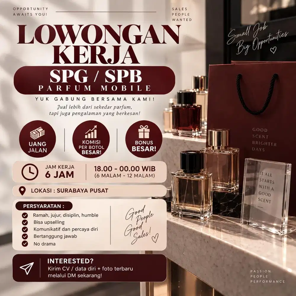 LOKER SPG PARFUM MOBILE(KELILING)