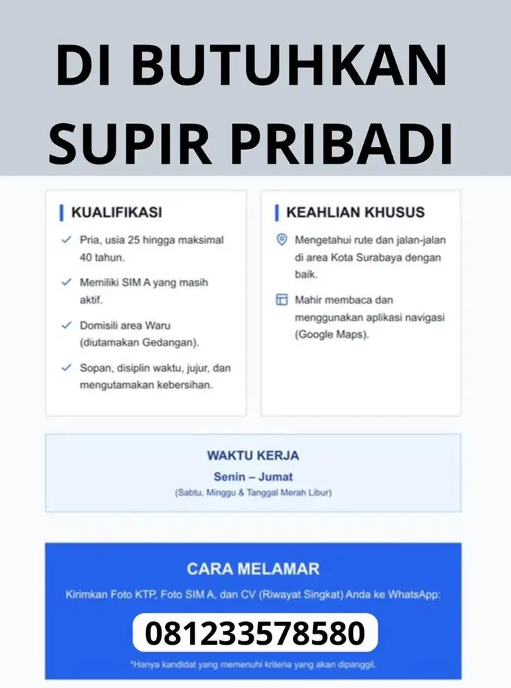 Supir atau driver pribadi