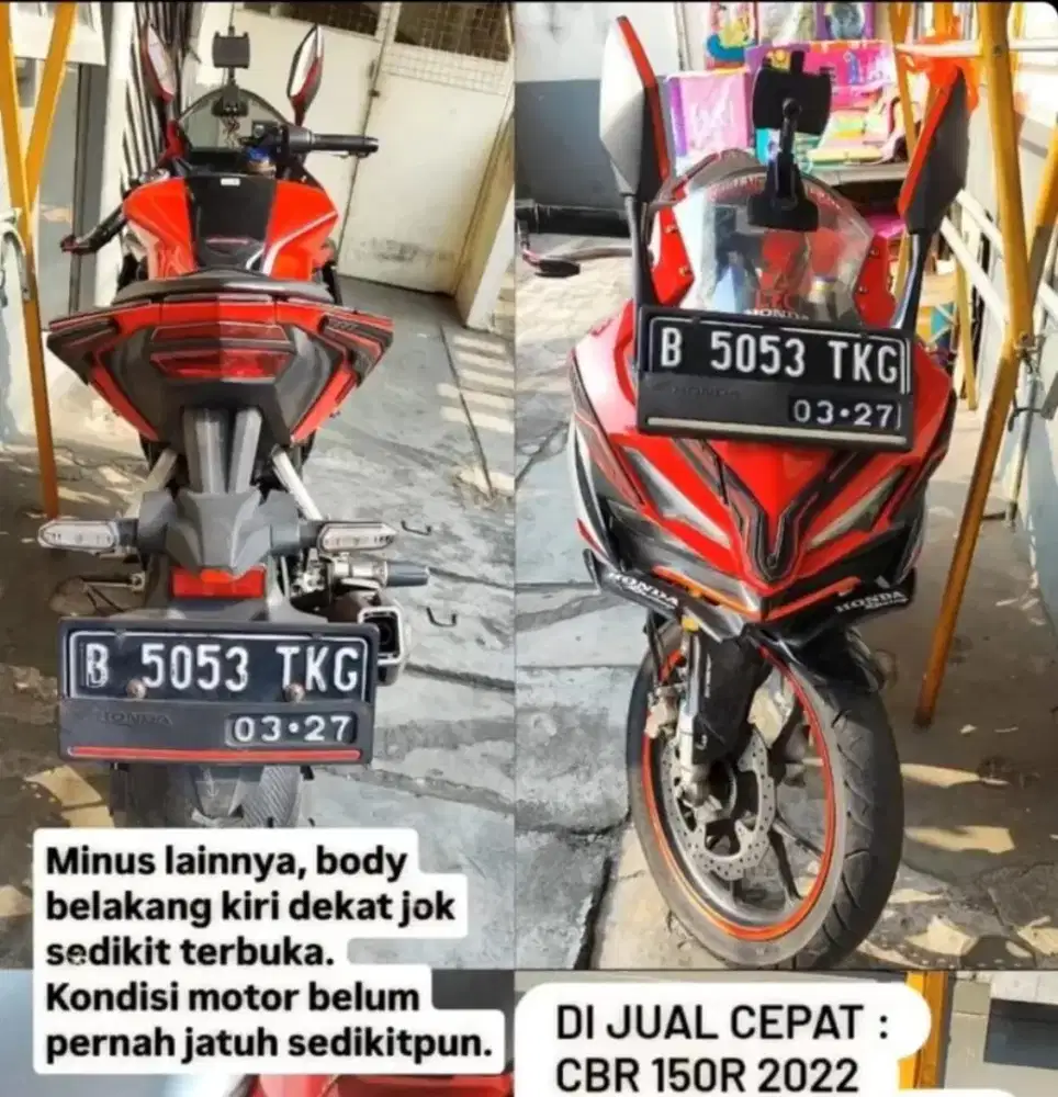 Honda CBR 150R warna merah, pajak hidup