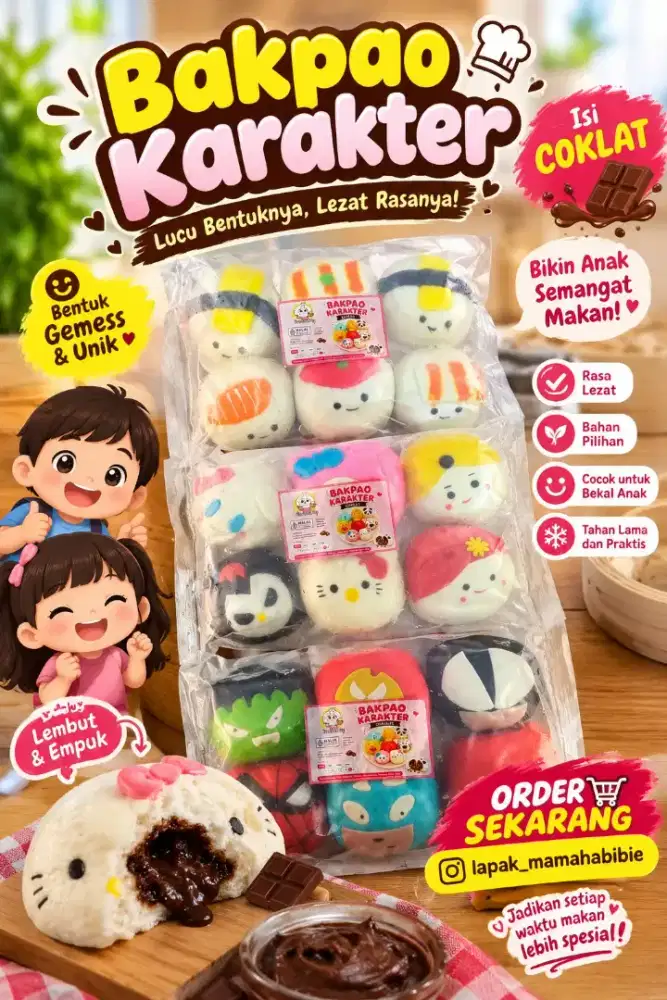 Bakpao karakter isi coklat