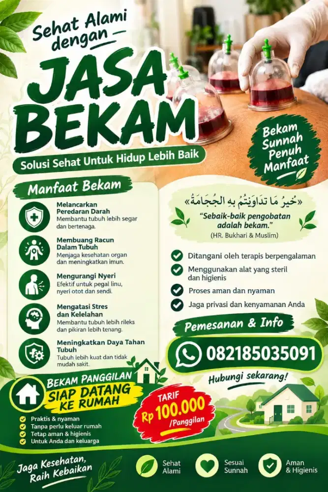 Assalamu'alaikum. Wr. Wb. 

InsyaAllah menerima jasa bekam / hijamah
