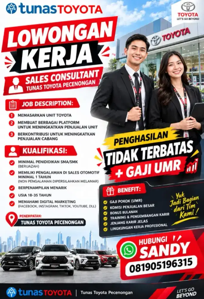 Loker Marketing Sales Tunas Toyota Pecenongan