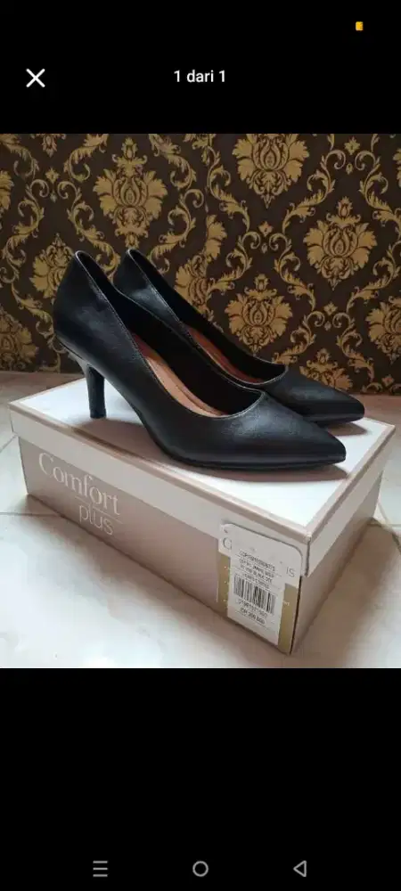 Sepatu heels kerja hitam tinggi 7cm