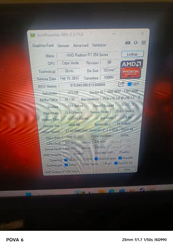 VGA AMD RADEON R7 350 series 4GB DDR 5