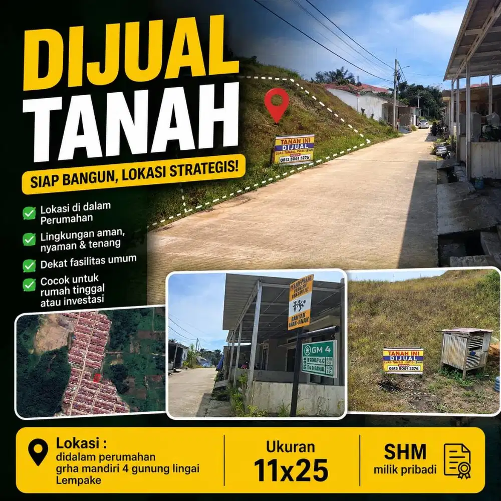 DIJUAL TANAH (SHM) DI GRHA MANDIRI 4 SAMARINDA – KAWASAN RAMAI