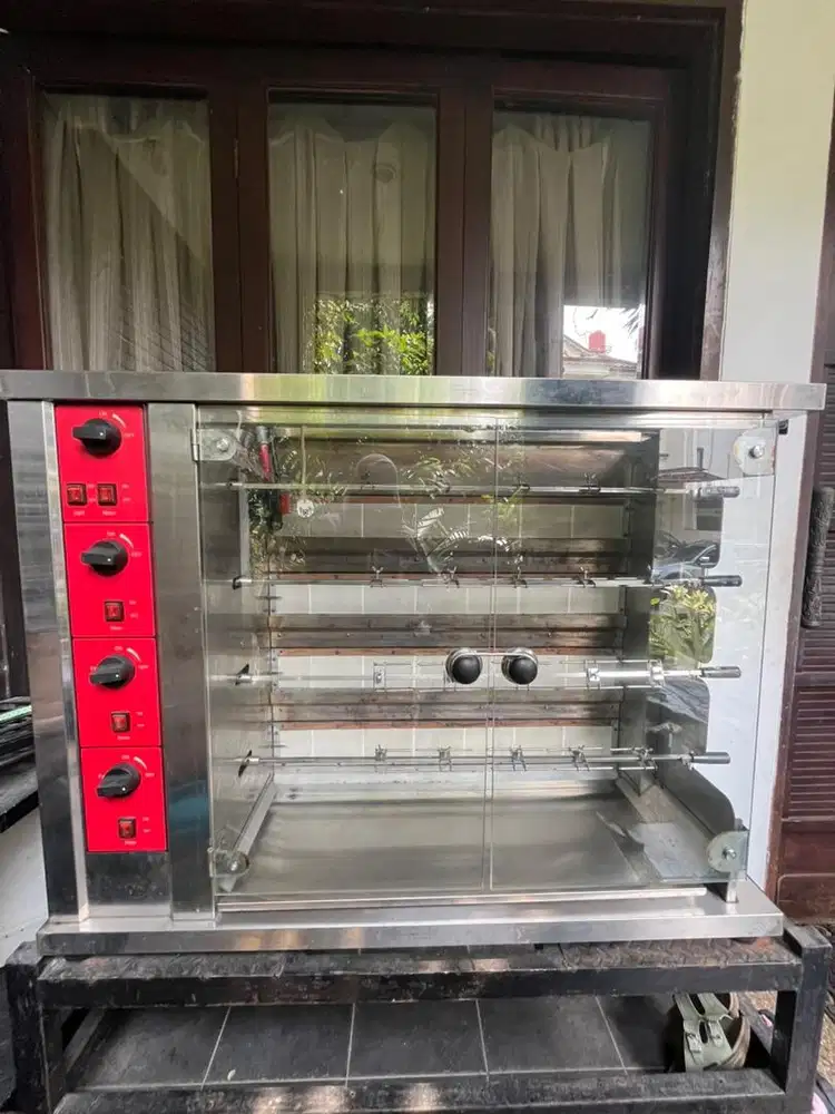 Mesin Panggang Ayam Rotisserie Stainless Steel 4 Tingkat – Pintu Kaca