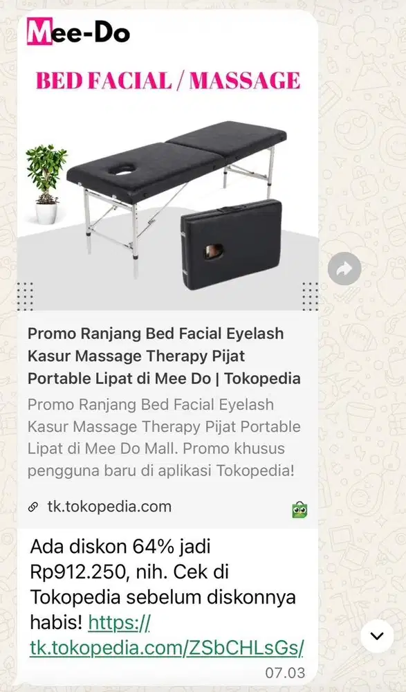 Tempat tidur pijat (Masih Baru)