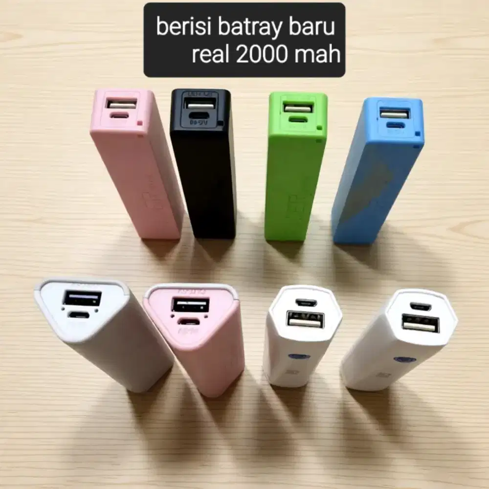 Power bank bekas di isi batray baru real 2000mah + kabel cas micro