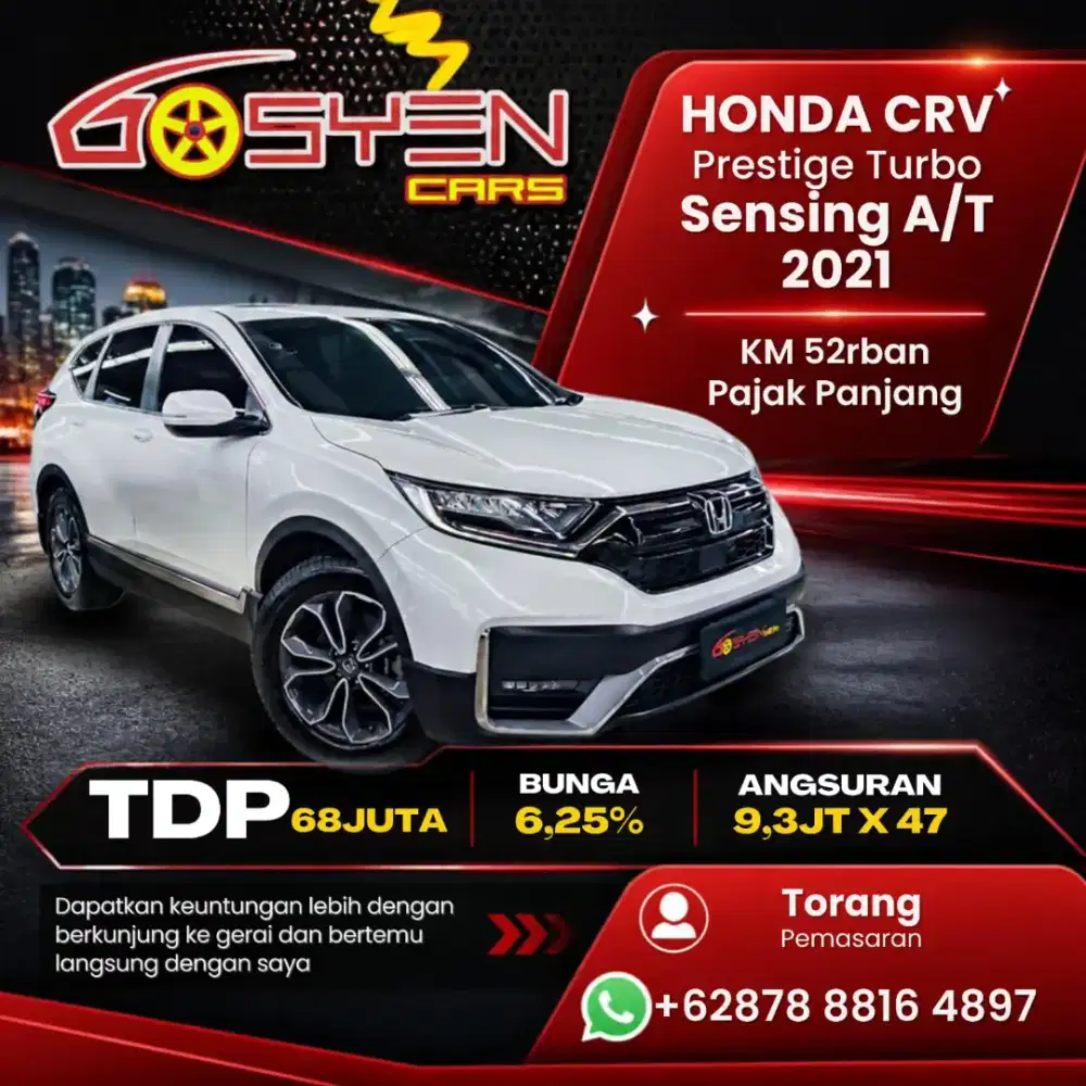 km 52 ribu HONDA CRV 1.5 PRESTIGE TURBO SENSING AT 2021 ISTIMEWA