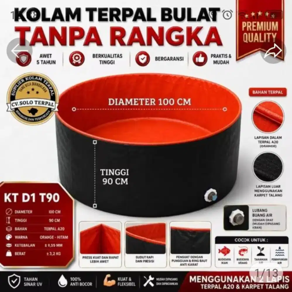 Kolam terpal ikan tanpa tiang