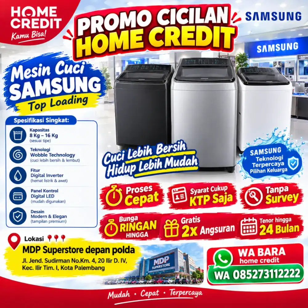 Kredit mesin cuci samsung top loading promo tanpa dp