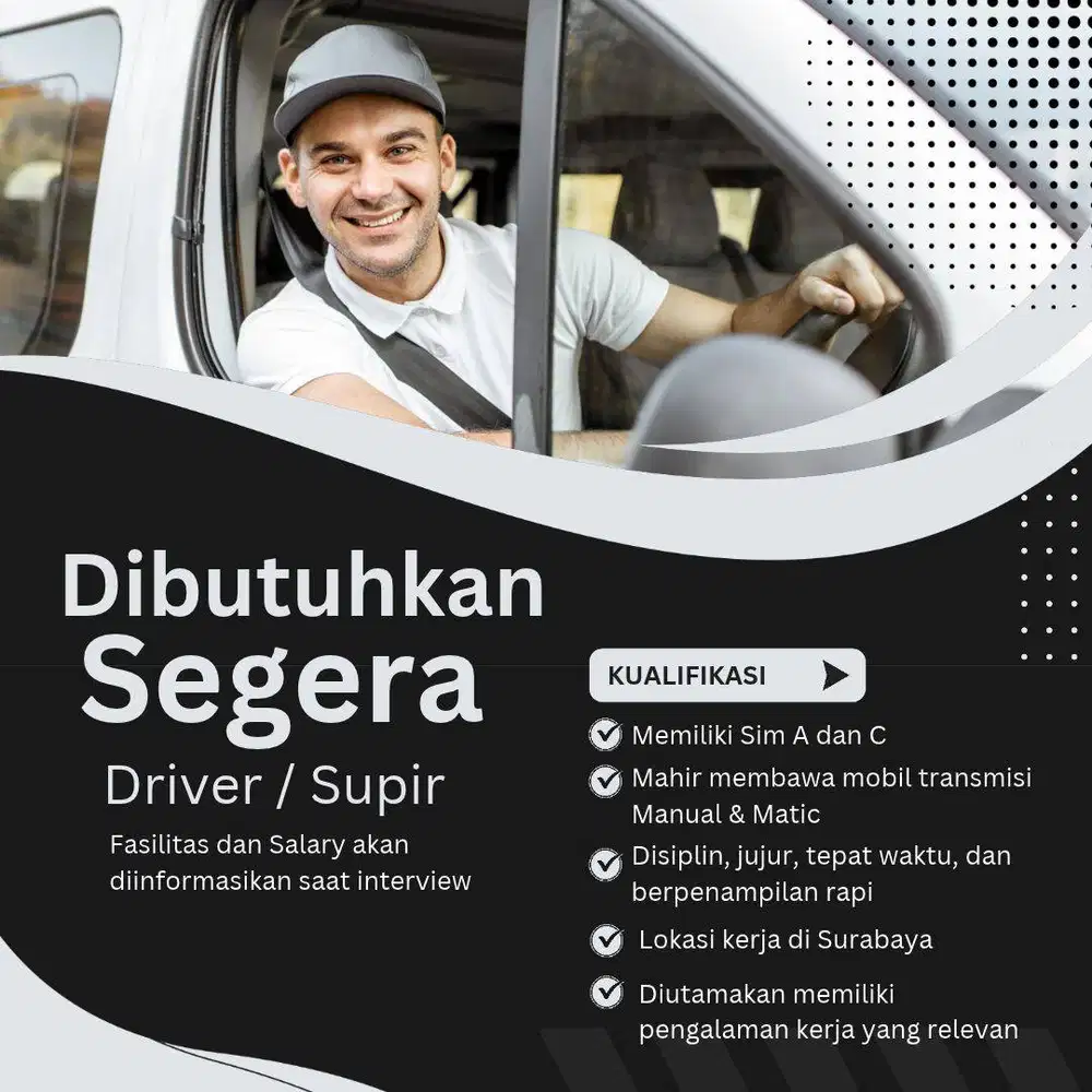 Lowongan Kerja Supir / Driver Operasional kantor & Pribadi