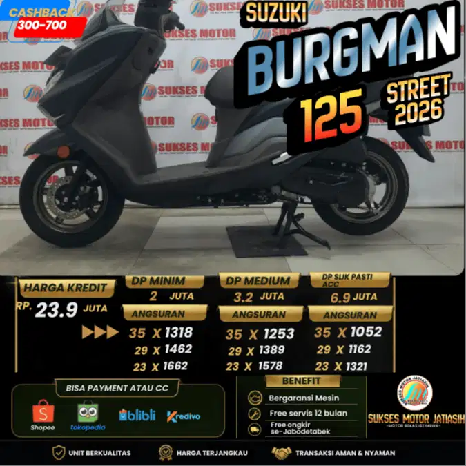 SUZUKI BURGMAN 125 STREET 2026 KM RENDAH PLAT JAKARTA BISA CASH&KREDIT