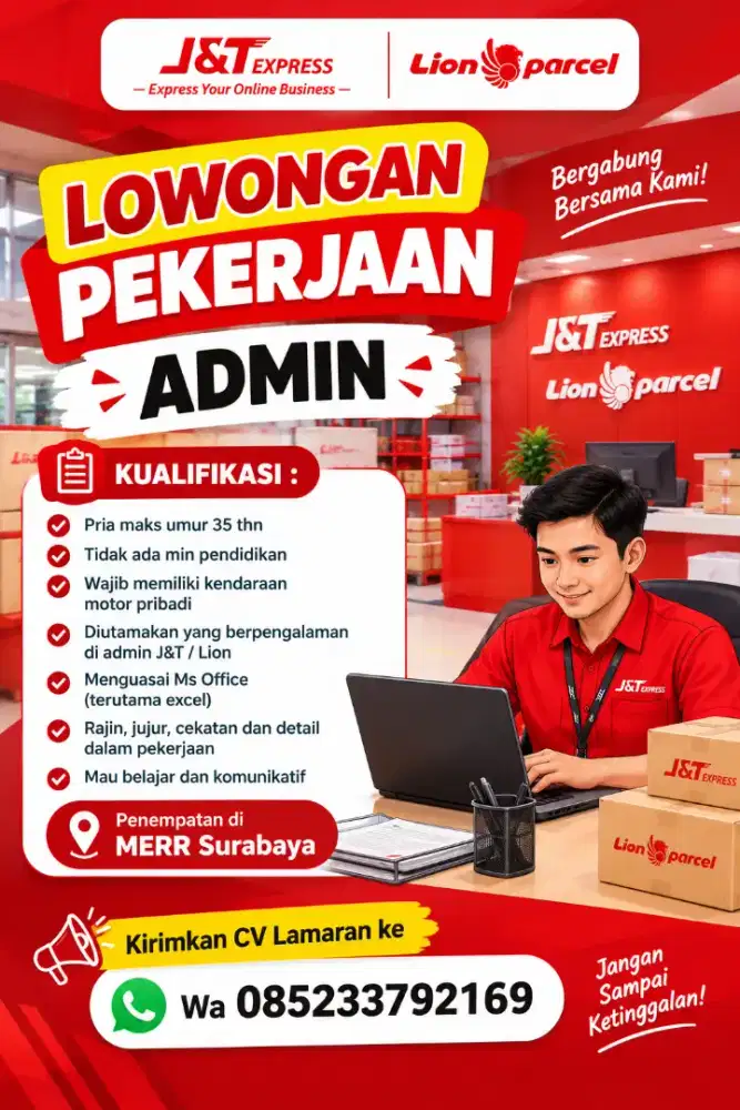 Lowongan pekerjaan ADMIN J&T Lion