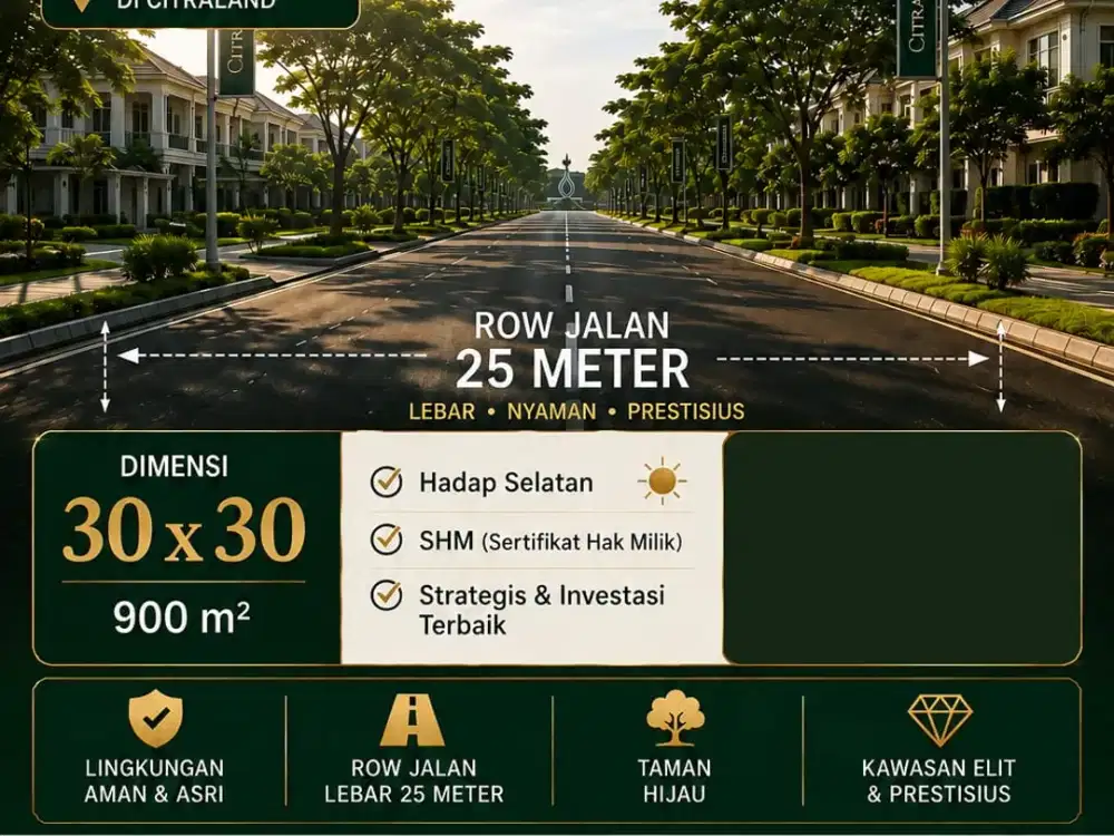 2031. Dijual Tanah Kavling Raya Waterfront Citraland Surabaya Barat