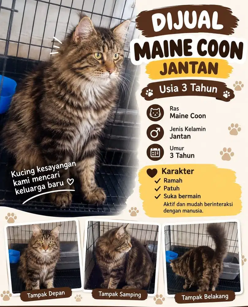 OPEN ADOPSI KUCING MAINE COON MIX JANTAN