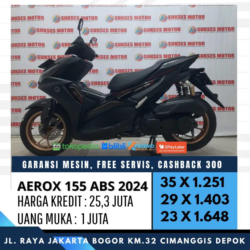 AEROX 155C ABS 2024 MULUS KREDIT PROMO CASBACK UP TO 600 SYARAT KTP KK