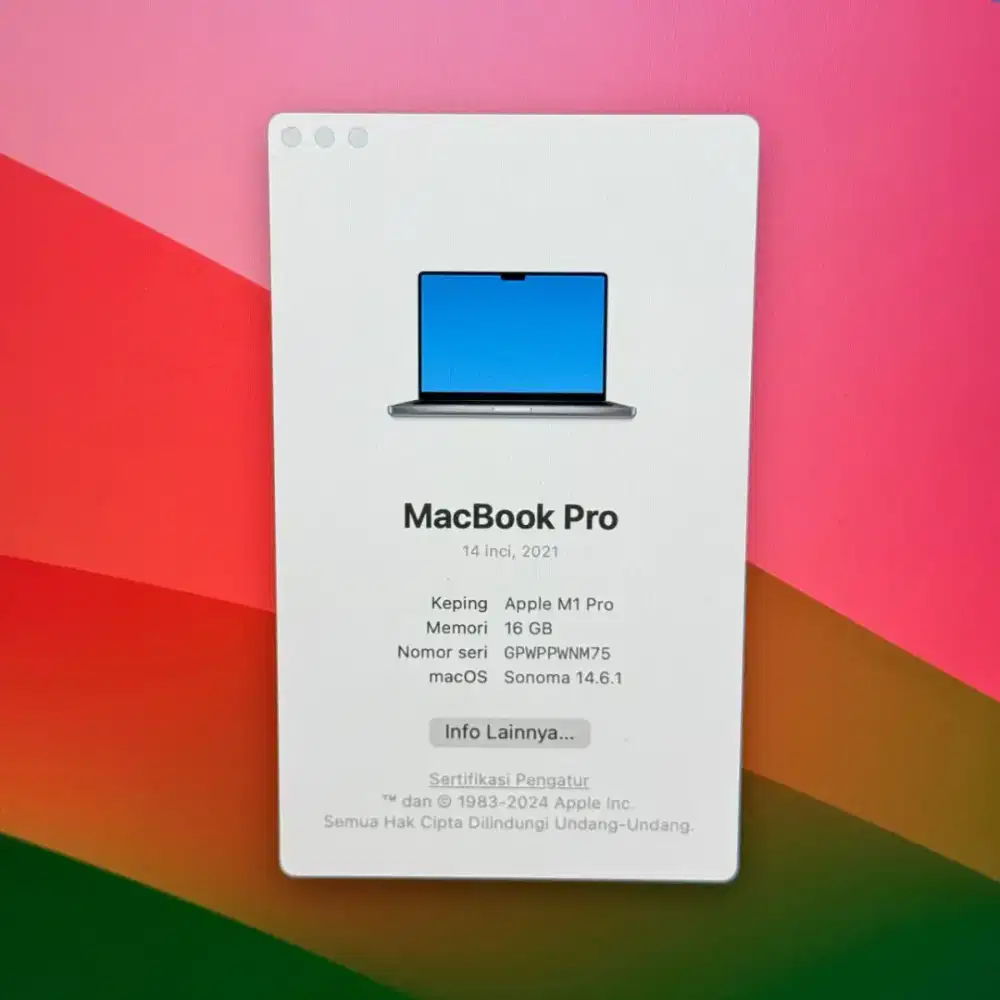Macbook M1 Pro 14 Inch Ibox Ram 16 Ssd 512 Space Grey LCD glitch