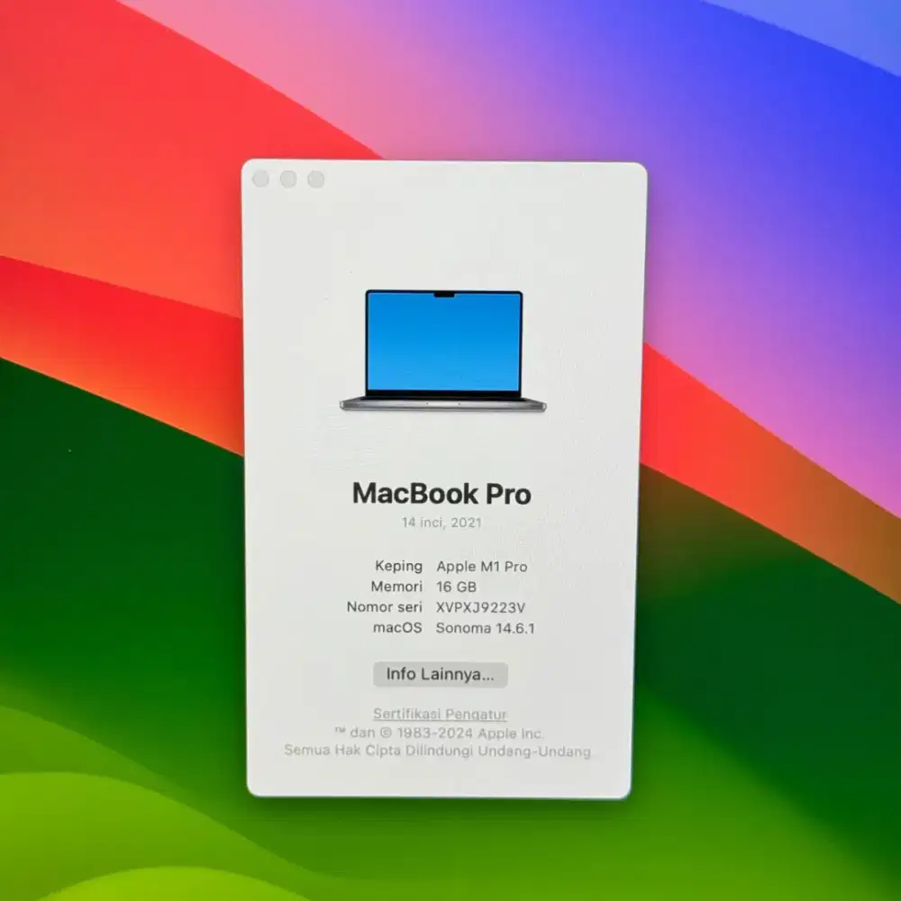 Macbook M1 Pro layar 14 inch iBox Ram 16 Ssd 512 Grey layar shadow