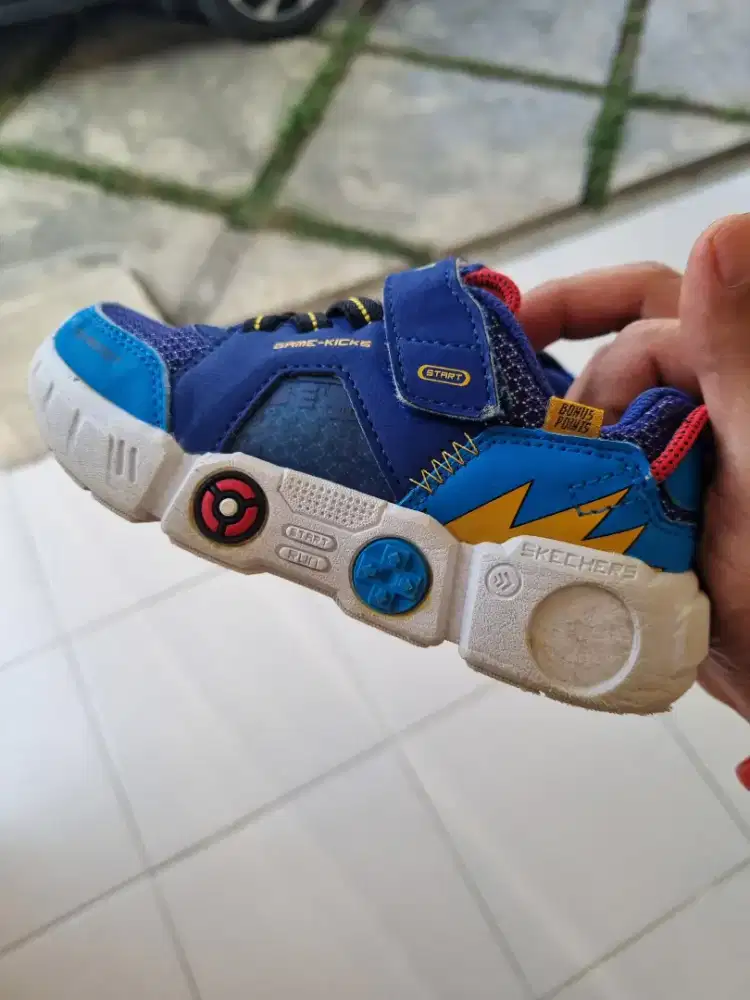 Sepatu Anak Skechers Game-Kicks Ori Biru 16cm Bekas