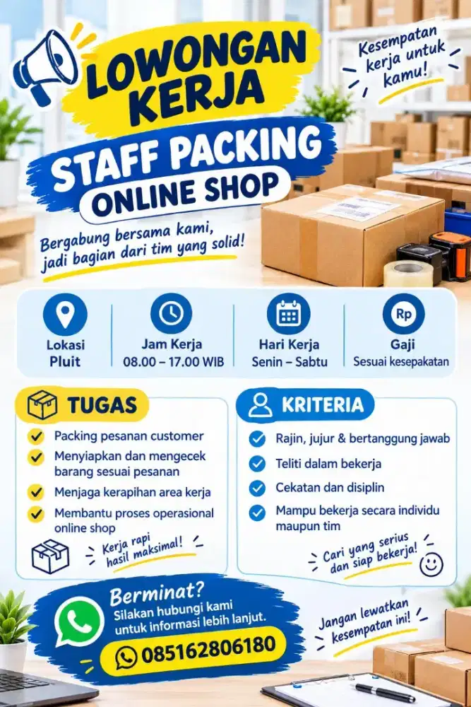 URGENT DIBUTUHKAN STAFF PACKING!