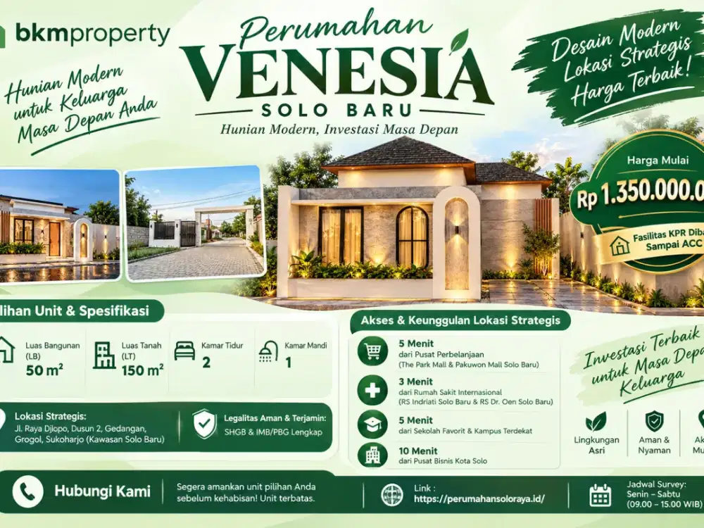 PERUMAHAN MEWAH MINIMALIS VENESIA SOLO BARU