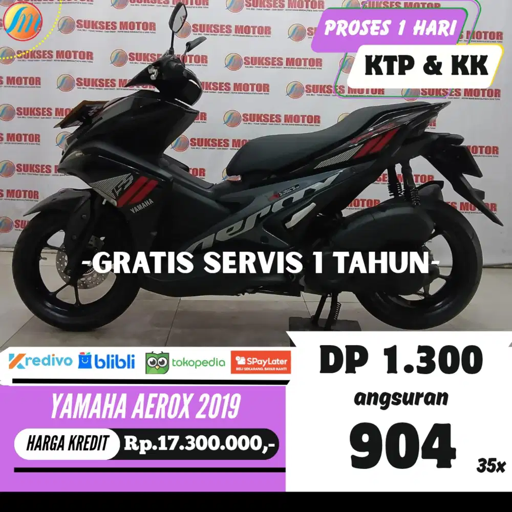 YAMAHA AEROX 2019 JUAL CEPAT CASH/KREDIT/CC/SPAYLATER BERGARANSI