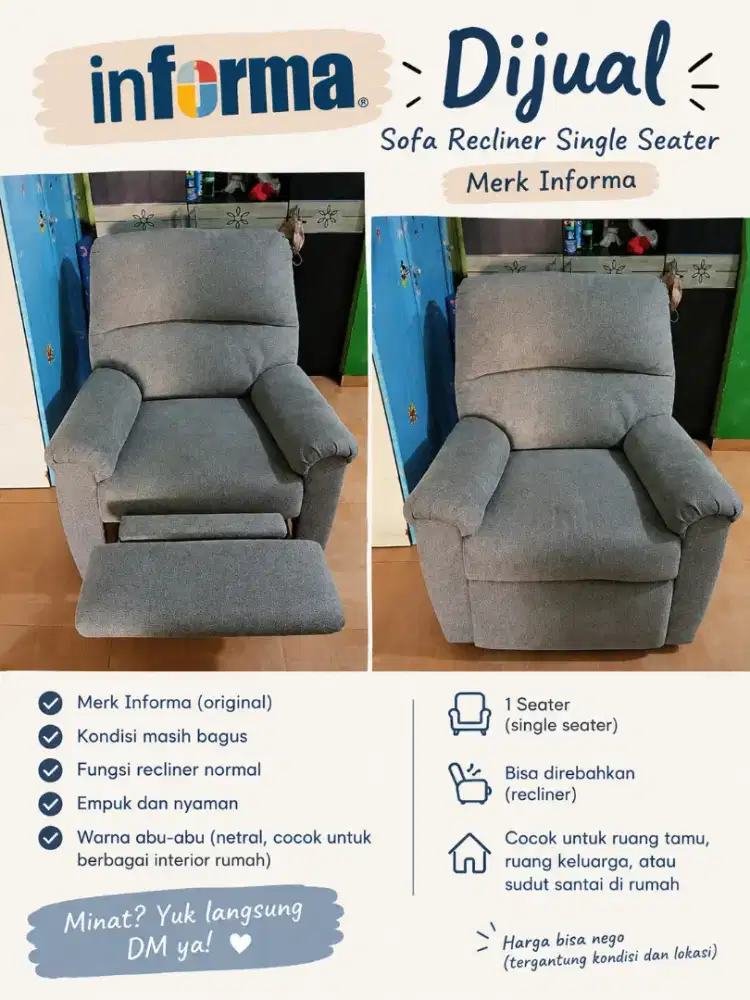 Di Jual Sofa Recliner Informa
