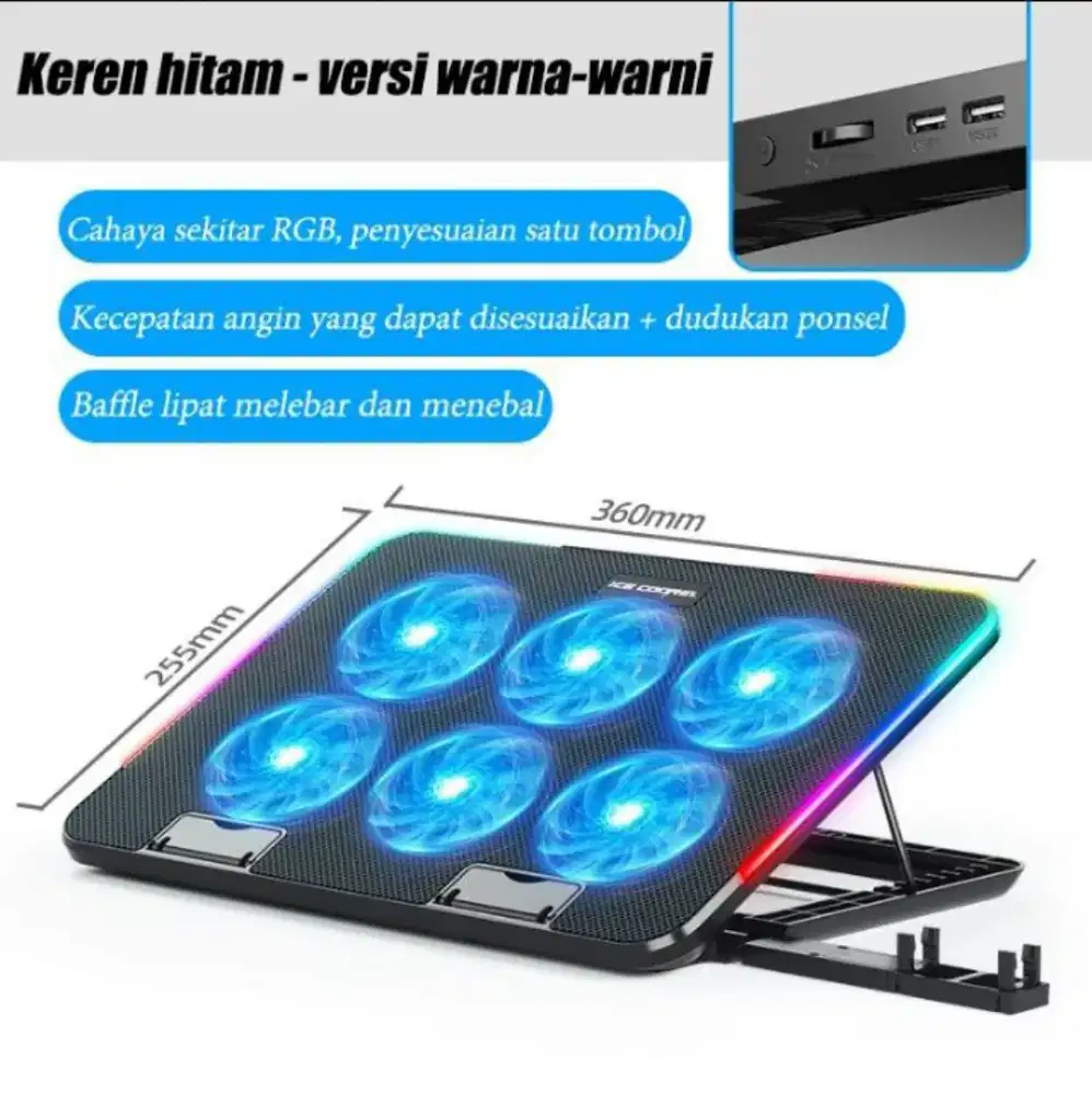 Cooling Pad Nemesis Windtalker AX1 6 Kipas RGB (Baru Segel)