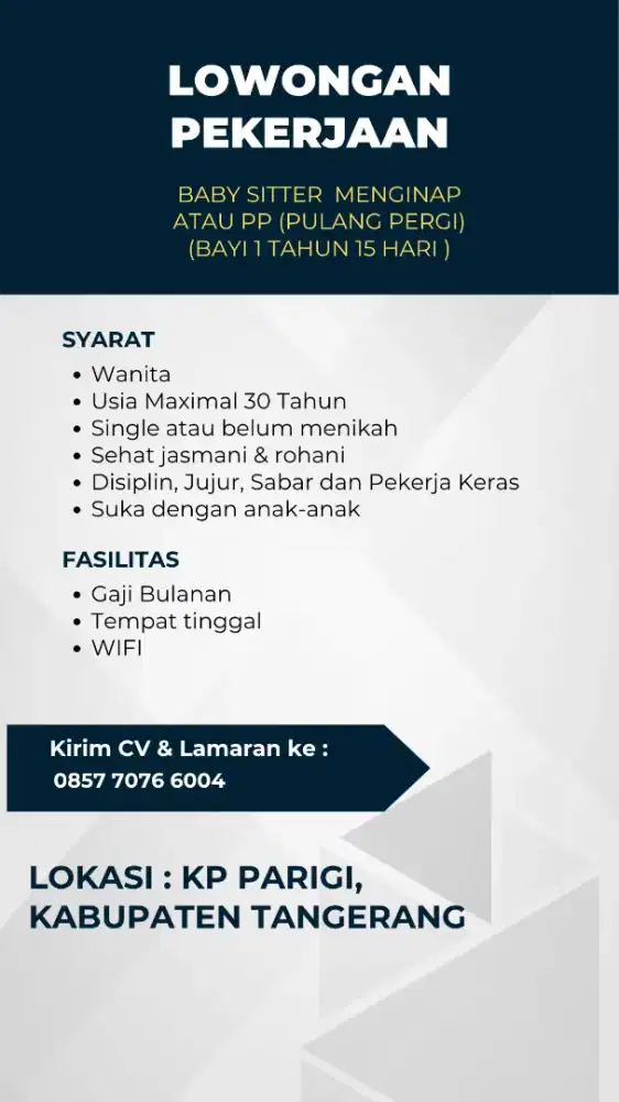 BABY SITTER (BUTUH CEPAT)