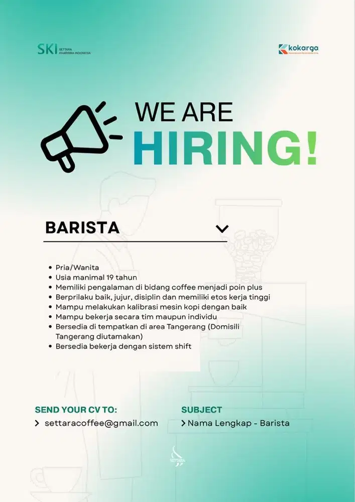 LOKER BARISTA SENIOR