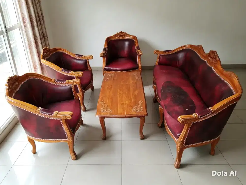 Kursi Tamu jati 3,1,1,1 + meja