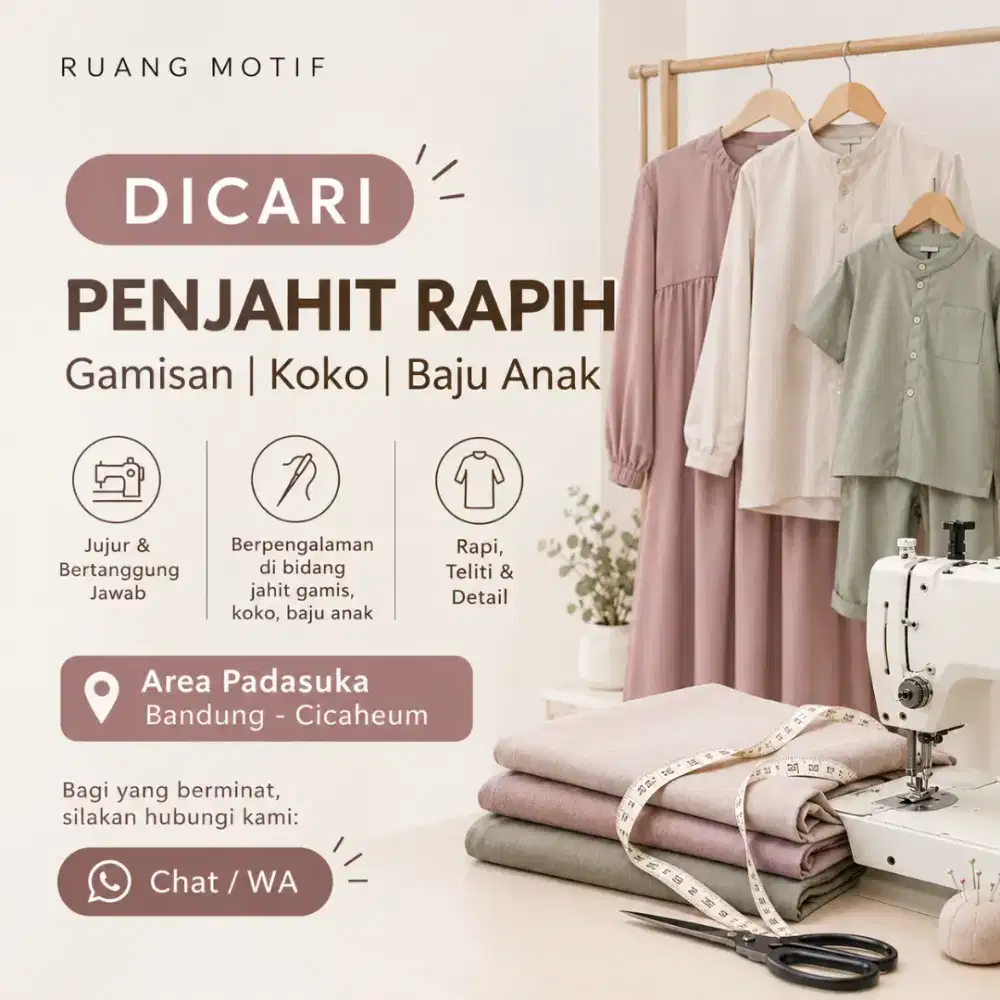 Dicari Penjahit Baju Rapih Berpengalaman