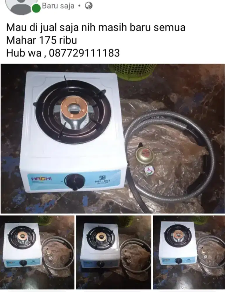 Jual kompor 1 tungku plus selang regulator