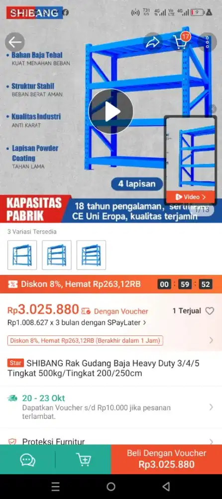 Rak besi susun harga miring